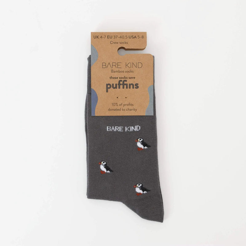 Save the Puffin Small Motif Bamboo Socks by Barekind NZ