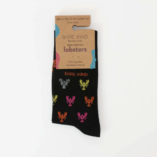 Save the Lobster Small Motif Bamboo Socks by Barekind NZ