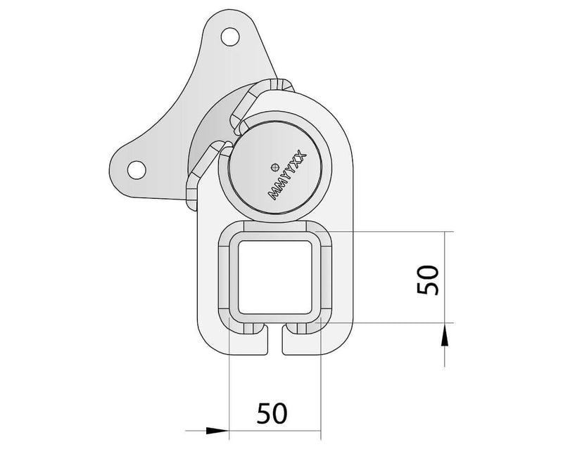 Drop Beam Axle - Tophat Disk - 1750kg - Bare Metal detailed diagram with dimensions.