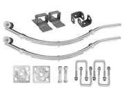 Multi Leaf Spring Kits components including hangers, U-bolts, and bolts for vehicle suspension systems.