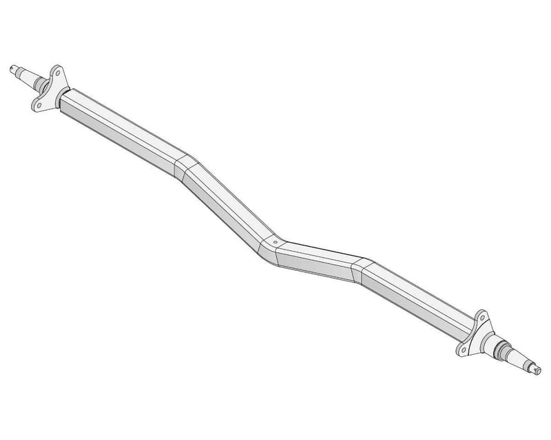 Gull Wing Axle - Disc Braked - 2000kg - Bare Metal, showing a detailed diagram of the axle design.