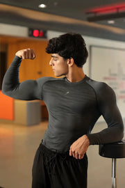 Power Seamless Fullsleeves T-shirt Charcoal by Fuaark Nz