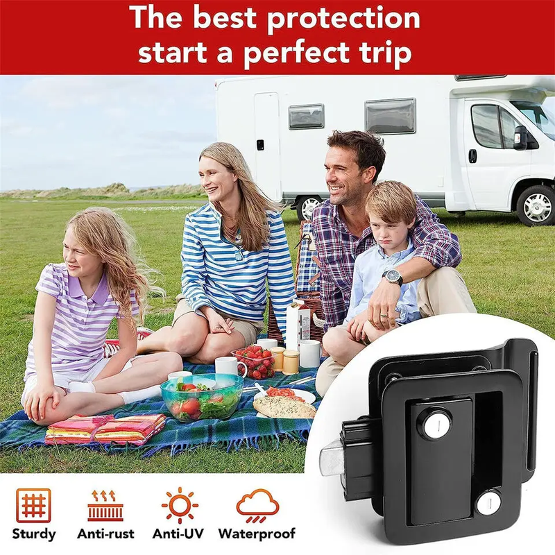 Black RV Entry Door Lock Camper Travel Trailer Latch Key by salelink.co.nz