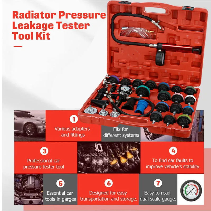 28 Piece Radiator Pressure Tester Kit by salelink.co.nz