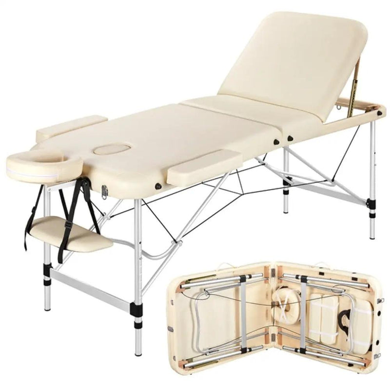 Adjustable 3 Fold Massage Bed Aluminum Alloy Massage Couch by Yaheetech