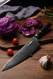 Kegani 8 Inch Japanese Kiritsuke Chef Knife, Japanese 67 Layers VG-10 Damascus Knife, Ebony FullTang Handle Natural Texture Japanese Knife Sushi Knife Gyuto Knife - Chef Knife by China Dropship