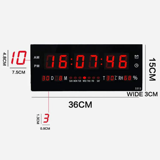 36CM Large LED Wall Desk Clock With Calendar Temperature by salelink.co.nz