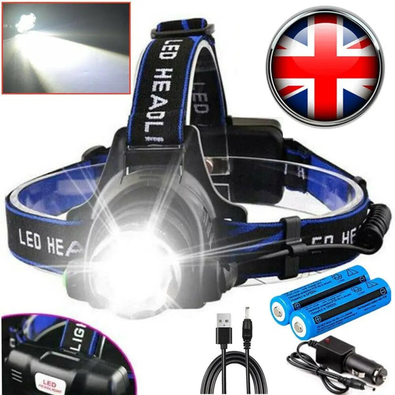 Super Bright Powerful Headlamp LED Head Torch USB Rechargeable Headlight Head Lamp by China Dropship