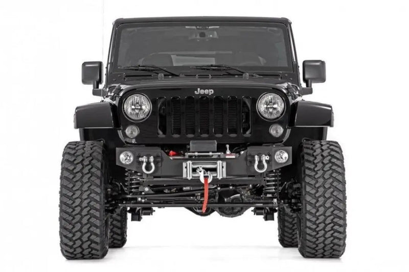 Hybrid Stubby Winch Bumper with fog mounts 07-17 JK Wrangler by Magwarehouse.com