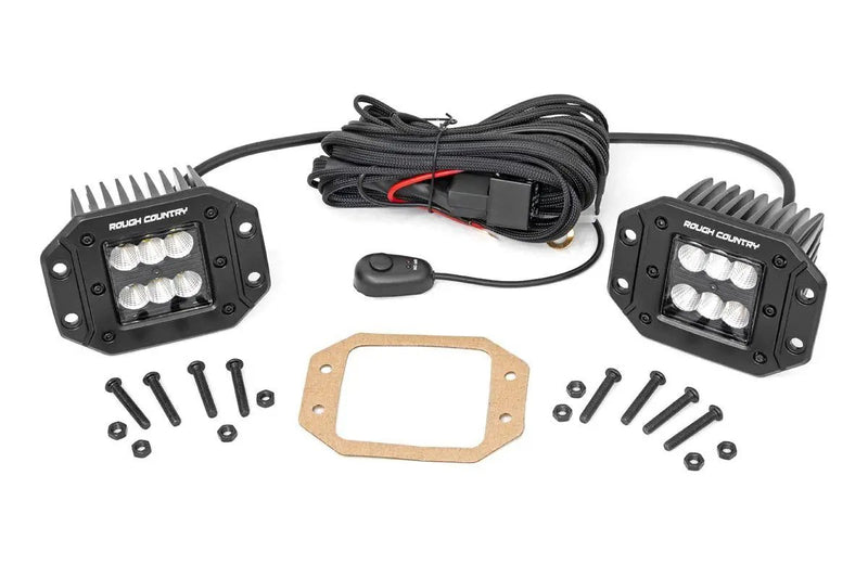Black Series LED Light Pair 2-inch Square Flush Mount by Magwarehouse.com
