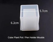 DIY Plant Pot mould, Cube and Cylinder Resin Planter moulds, Square Silicone moulds, DIY Flower Pot moulds, Pen Holder moulds by Resin Art NZ