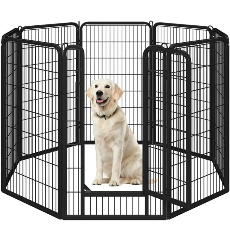 120cm Tall 8 Panels Dog Playpen Panels Foldable Metal Pet Fence by Yaheetech