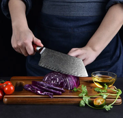 Damascus Steel Chinese Cleaver Household Meat Red by China Dropship