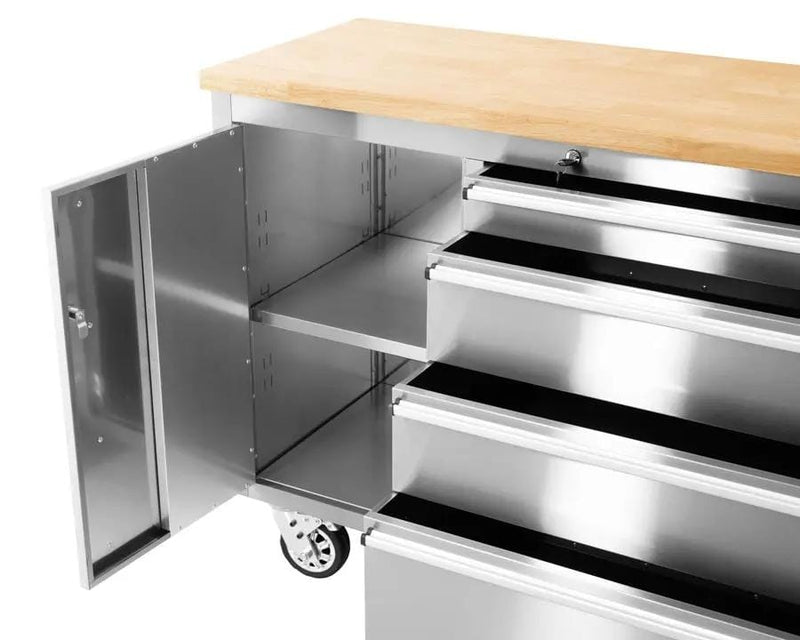 Kiwi Grab Kiwi Grab 48 inch Stainless Steel 4 Drawer Work Bench tool chest Tool Box Chest Cabinet 48 inch Stainless Steel 4 Drawer Work Bench tool chest Tool Box Chest Cabinet