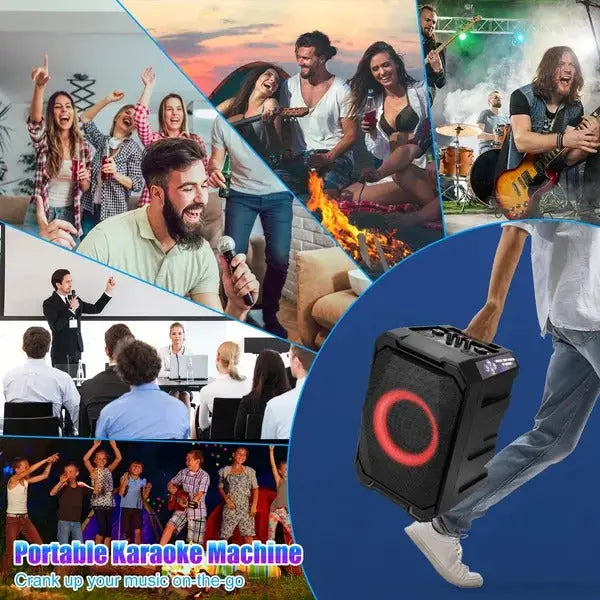 Action Outdoors Limited Portable Wireless Party Speaker with LED Light and Mics Portable Wireless Party Speaker with LED Light and Mics