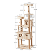 185cm Modern Multi-Level Large Real Solid Wood Cat Tree, Luxury Wooden Cat Tower by dealonline.co.nz