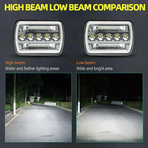5x7" 7x6" Inch LED Headlights Hi/Lo Beam DRL For Toyota Hilux Jeep Truck 1 Pair by salelink.co.nz