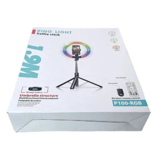 9eight5 Electronics Accessories 1.9m Ring Light Selfie Stick P100RGB 1.9m Ring Light Selfie Stick P100RGB