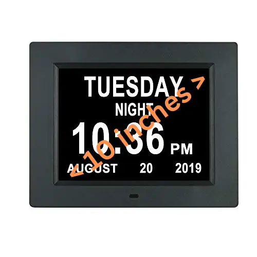 10" Digital Calendar Day Clock - for Dementia and Alzheimer’s Patients (Black) by Eldertech