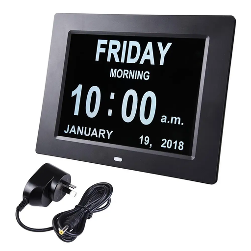 10" Digital Calendar Day Clock - for Dementia and Alzheimer’s Patients (Black) by Eldertech