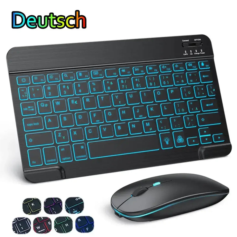 Backlit Bluetooth Keyboard & Mouse Set for iOS, Android & Windows Devices by Habicare