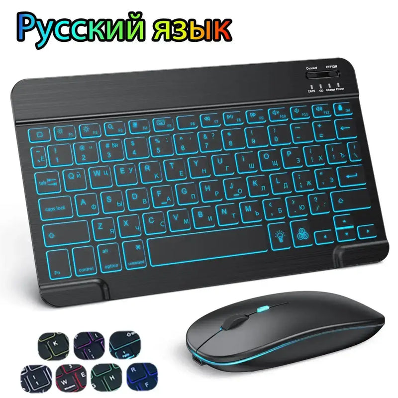 Backlit Bluetooth Keyboard & Mouse Set for iOS, Android & Windows Devices by Habicare