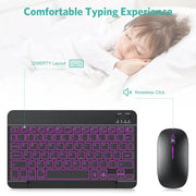 Backlit Bluetooth Keyboard & Mouse Set for iOS, Android & Windows Devices by Habicare