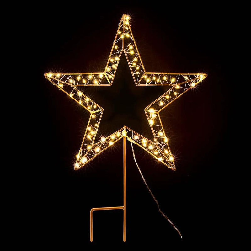 SportZone.co.nz Occasions > Christmas > Outdoor Decorations & Lights Jingle Jollys Christmas Lights 100 LED Fairy Light Ground Star Garden Decoration Jingle Jollys Christmas Lights 100 LED Fairy Light Ground Star Garden Decoration