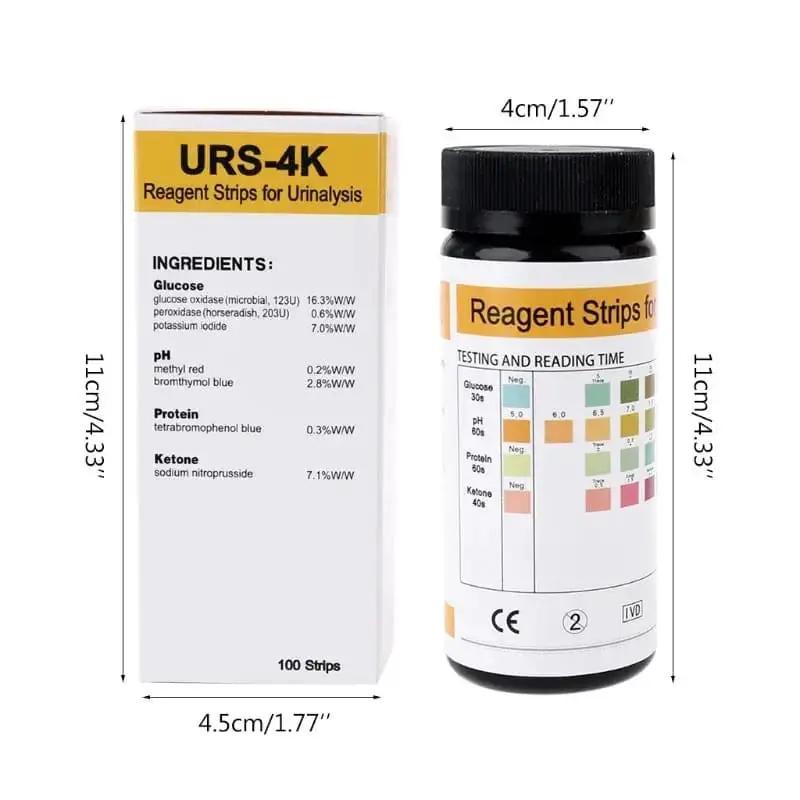 100 Strips URS-4K Urinalysis Reagent Strips - 4 Parameters by 9eight5