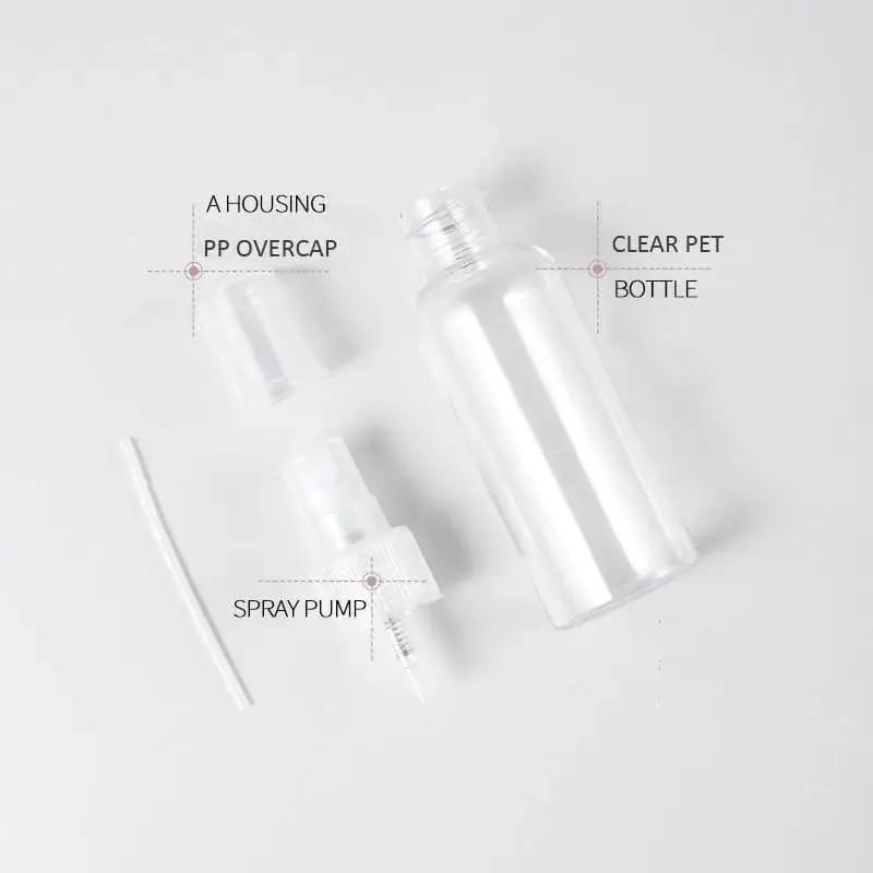 9eight5 Tools & Kits (multipurpose) 200 x 100 ml Clear Plastic Bottle with Fine Mist Spray Atomiser & Cap Clear 100ml Spray Bottle Set With Fine Mist Atomiser