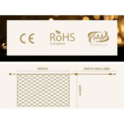 SportZone.co.nz Occasions > Christmas > Outdoor Decorations & Lights Jingle Jollys ChristmasLights? 4mx6m Net String Light 1000 LED Warm White Jingle Jollys ChristmasLights? 4mx6m Net String Light 1000 LED Warm White