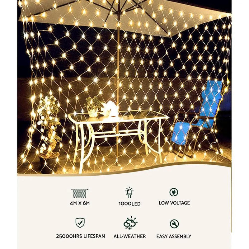 SportZone.co.nz Occasions > Christmas > Outdoor Decorations & Lights Jingle Jollys ChristmasLights? 4mx6m Net String Light 1000 LED Warm White Jingle Jollys ChristmasLights? 4mx6m Net String Light 1000 LED Warm White