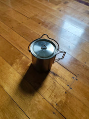 750ml Stainless Steel Camp Cook Pot with Lid & Hanging Hook - Fire & Gas Compatible by Mead's Supply & Equipment Outfitters limited