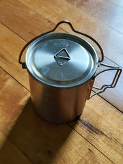 750ml Stainless Steel Camp Cook Pot with Lid & Hanging Hook - Fire & Gas Compatible by Mead's Supply & Equipment Outfitters limited