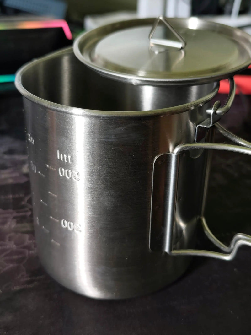750ml Stainless Steel Camp Cook Pot with Lid & Hanging Hook - Fire & Gas Compatible by Mead's Supply & Equipment Outfitters limited