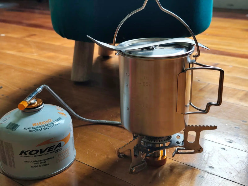 750ml Stainless Steel Camp Cook Pot with Lid & Hanging Hook - Fire & Gas Compatible by Mead's Supply & Equipment Outfitters limited