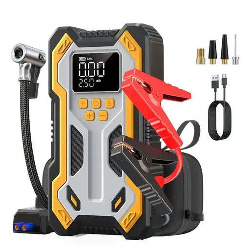 12V 10000mAh Multi-Function Car Jump Starter with Air Compressor & Wireless Power Bank by Habicare