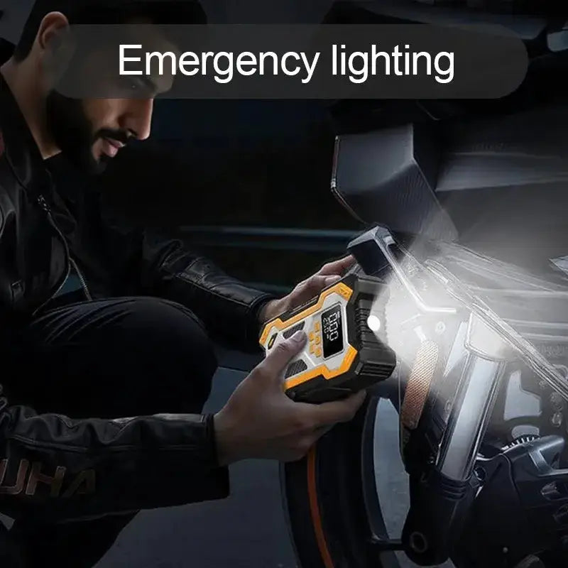 12V 10000mAh Multi-Function Car Jump Starter with Air Compressor & Wireless Power Bank by Habicare