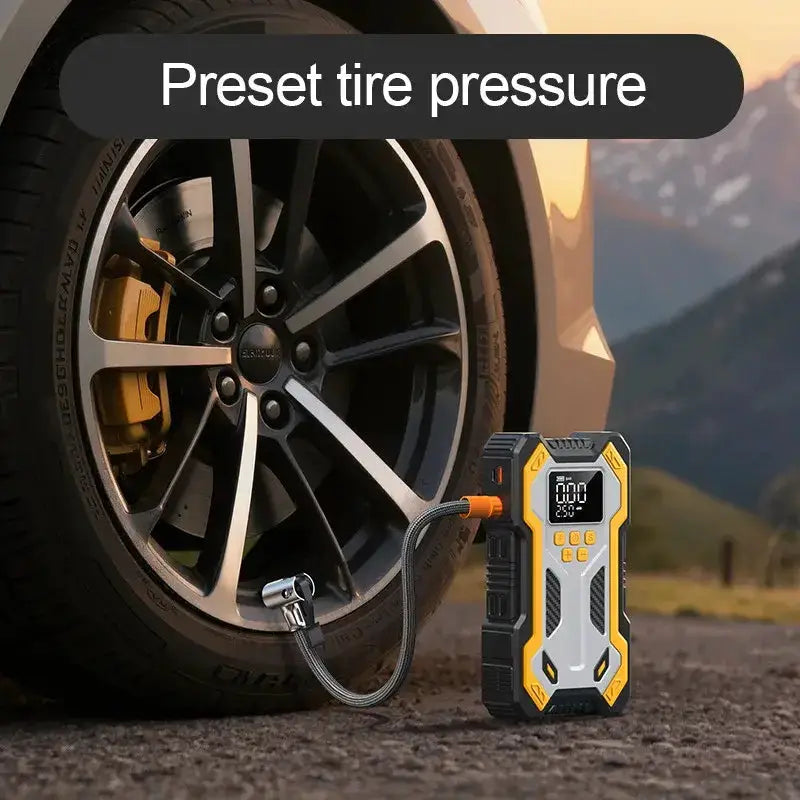 12V 10000mAh Multi-Function Car Jump Starter with Air Compressor & Wireless Power Bank by Habicare
