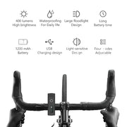 1000-Lumen Rechargeable Front & Rear Cycling Light Set by Habicare