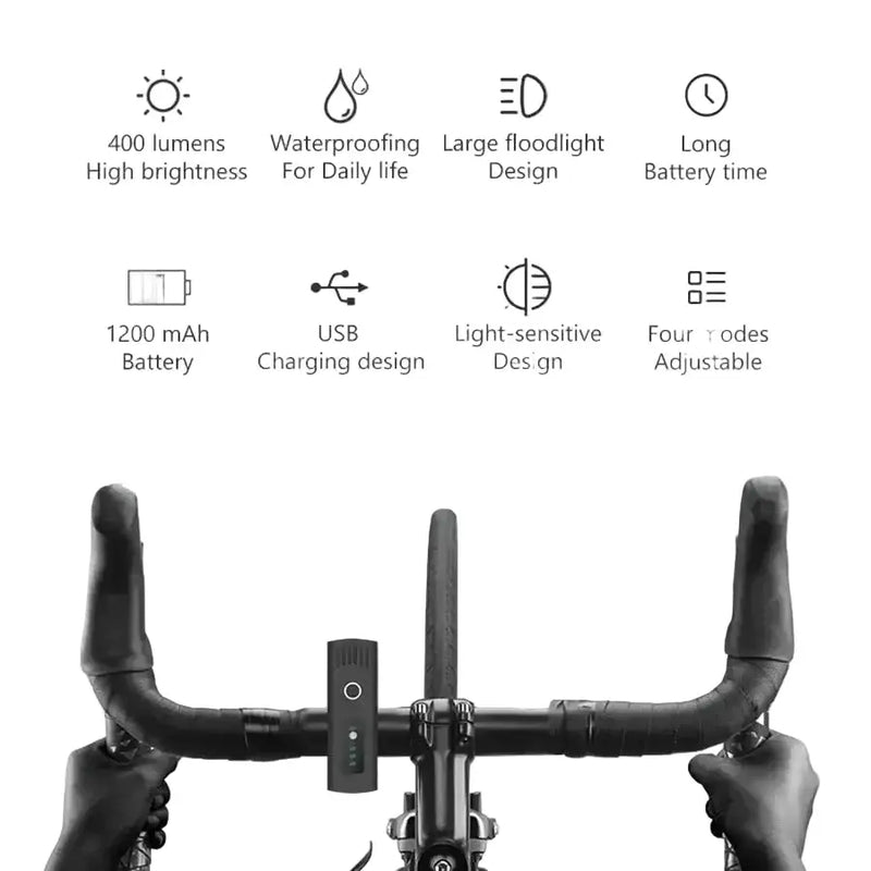 1000-Lumen Rechargeable Front & Rear Cycling Light Set by Habicare