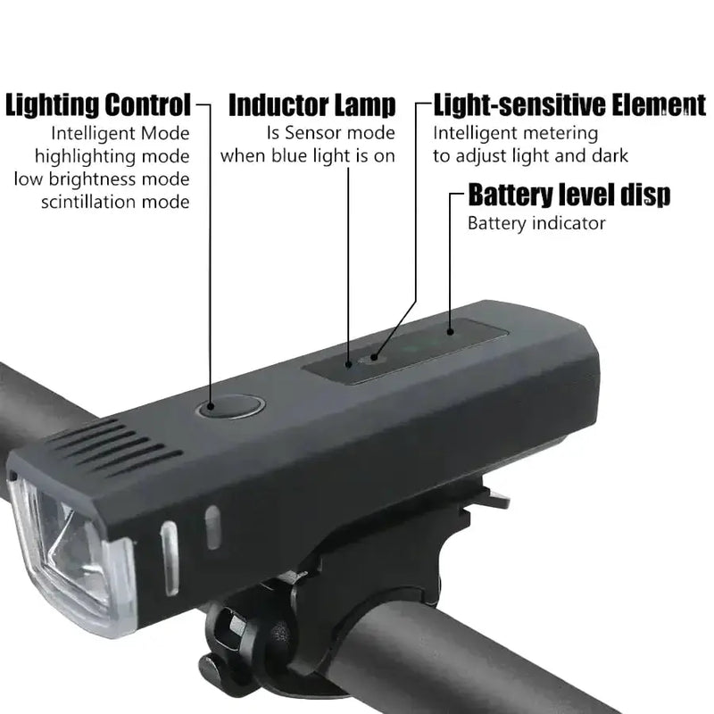 1000-Lumen Rechargeable Front & Rear Cycling Light Set by Habicare
