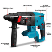 Cordless Brushless SDS Rotary Hammer Drill Body Impact Drill Tool For Makita 18V by salelink.co.nz