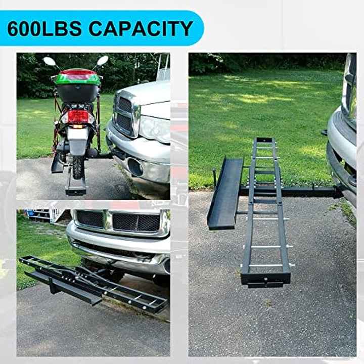 227kg Motorcycle Scooter Dirt Bike Carrier Hauler Hitch Mount Rack Ramp Anti Tilt by salelink.co.nz