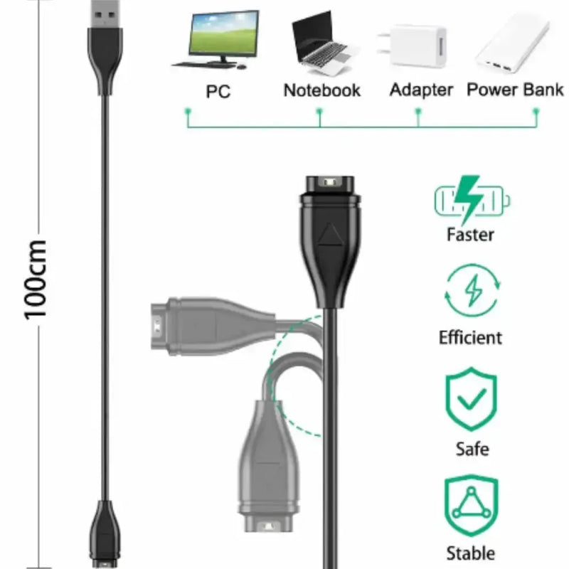 Charger for Garmin Watches (USB & Type C) by Habicare