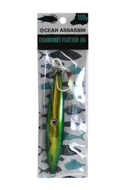 Ocean Assassin Fishbones Flutter Jig - Green by NZ Diver