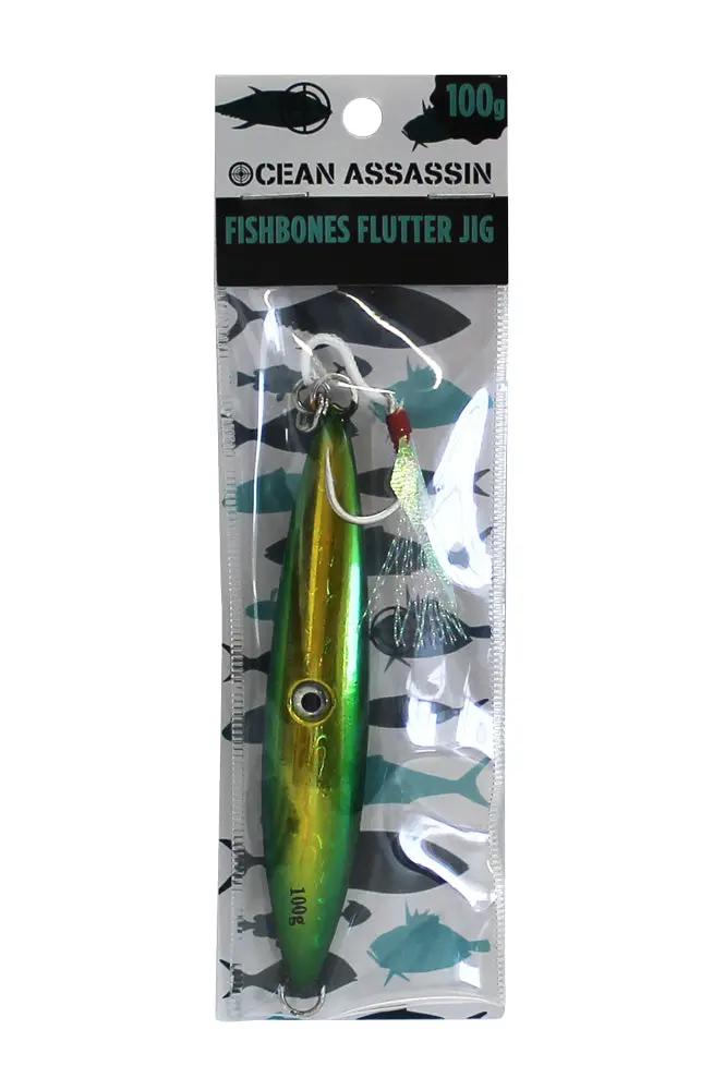 Ocean Assassin Fishbones Flutter Jig - Green by NZ Diver