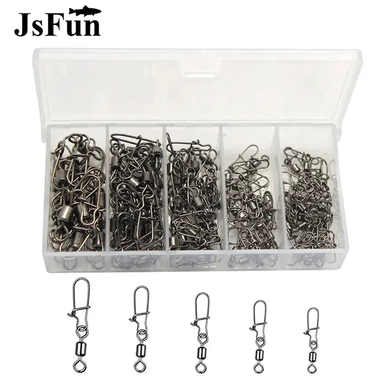 NZ Diver Fishing Tackle Stainless Steel Fishing Swivel Snap Set Box With Rolling Connectors 4 6 8 12 Stainless Steel Fishing Swivel Snap Set Box 4 6 8 12