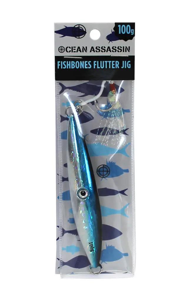 Ocean Assassin Fishbones Flutter Jig - Blue by NZ Diver