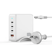 techplus 100W 4-Port GaN Desktop Charging Station – 3 USB-C, 1 USB-A | 1.8M Power Cord (AU9) - White 100W 4-Port GaN Desktop Charging Station – 3 USB-C, 1 USB-A | 1.8M Power Cord (AU9) - White